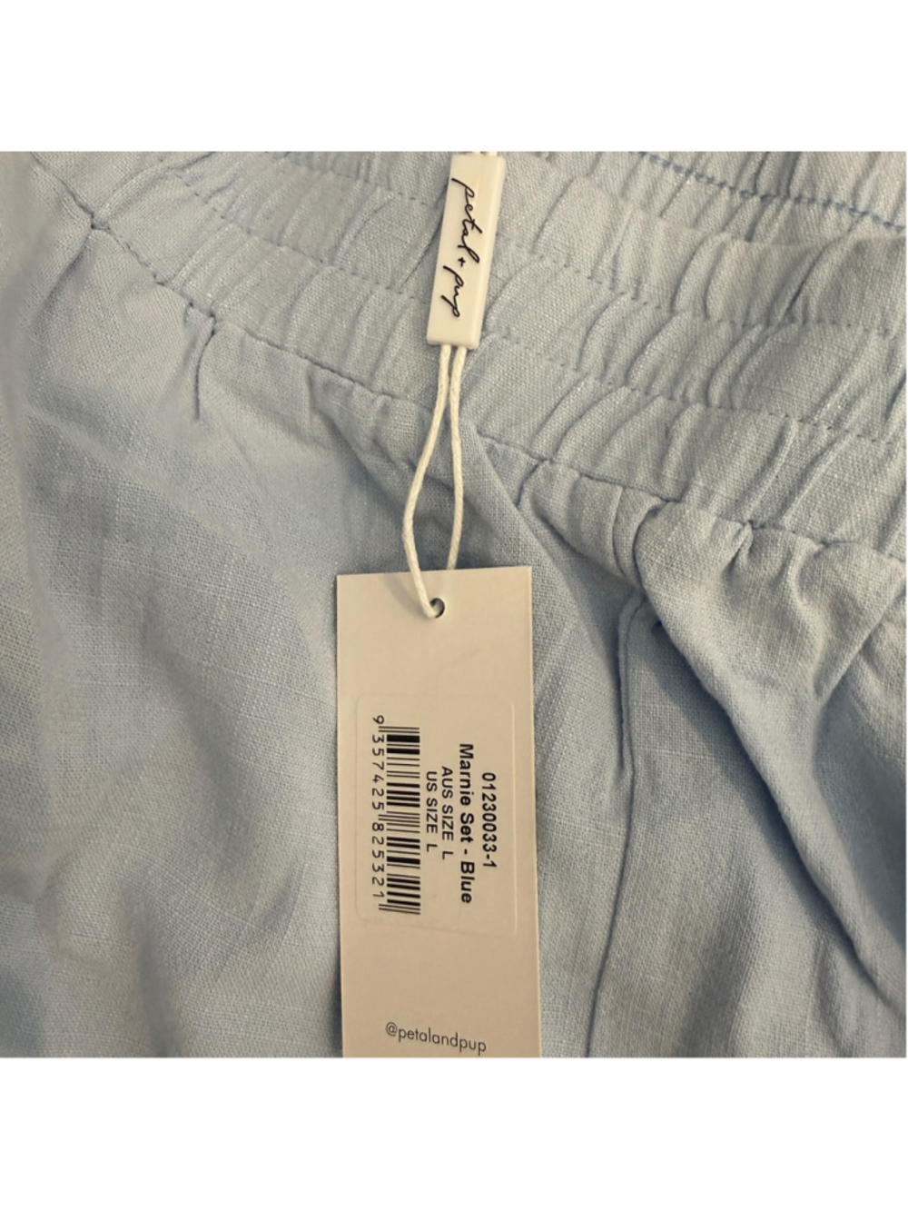 NWT Petal + Pup Marnie Blue Linen Wide Leg Pants Size Large - Picture 5 of 5